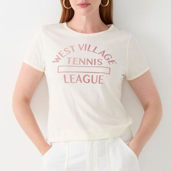 J. Crew Tops - J.Crew Tennis League Graphic Tee – Cropped Women’s T-Shirt Medium- EUC